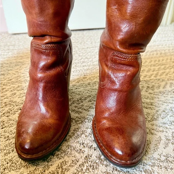 Frye Brown Heeled Boots with Chunky Heel - Picture 6 of 6